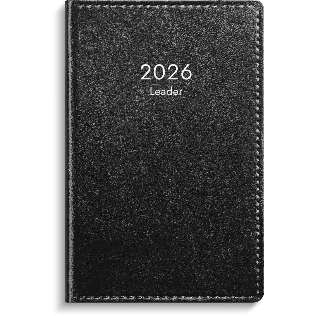 Burde Kalender Leader 2026 konstläder svart | Almanackor och kalendrar - Fickkalendrar - Mellanstora fickkalendrar | Kontorsexperten