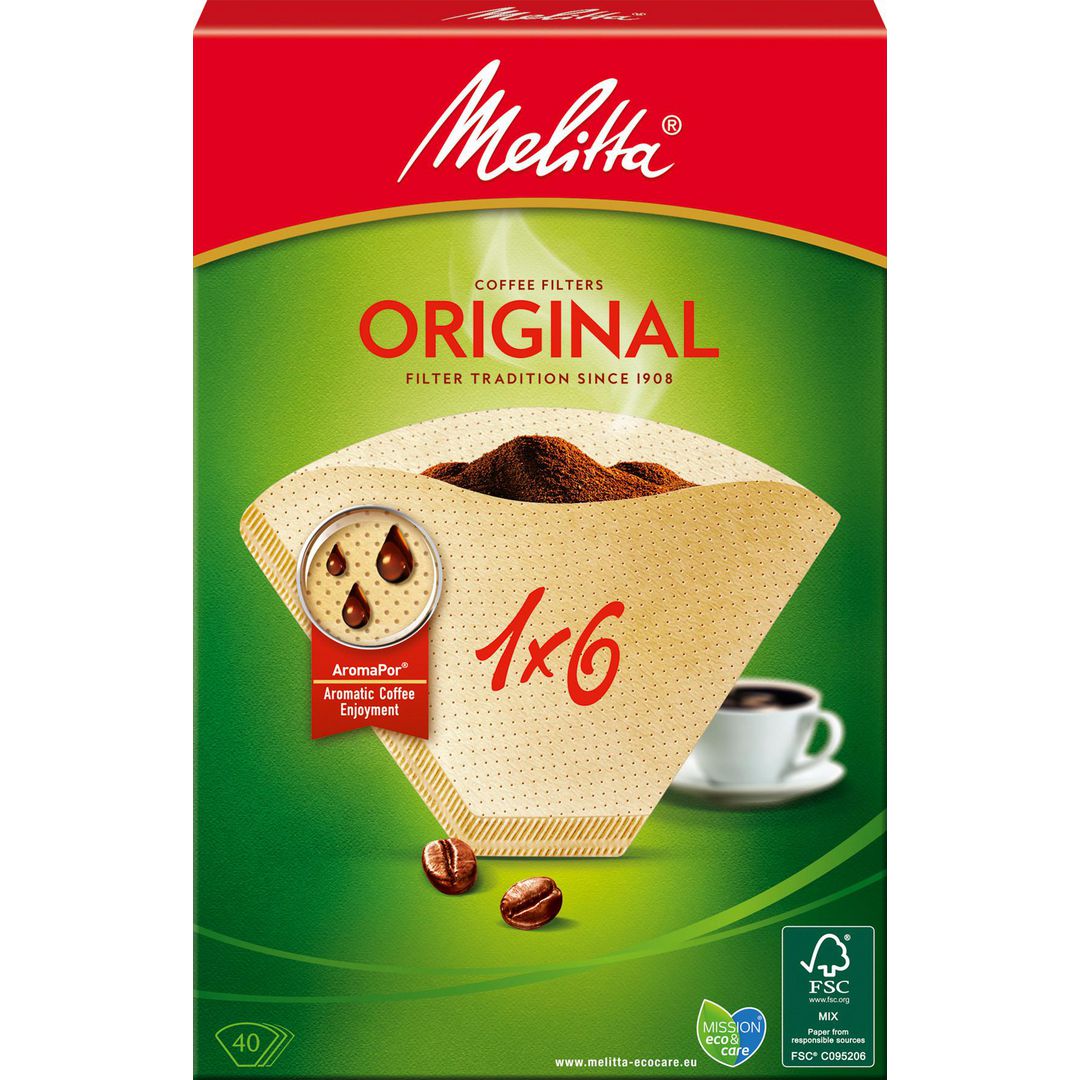 MELITTA Kaffefilter 1x6 oblekta 40/fp