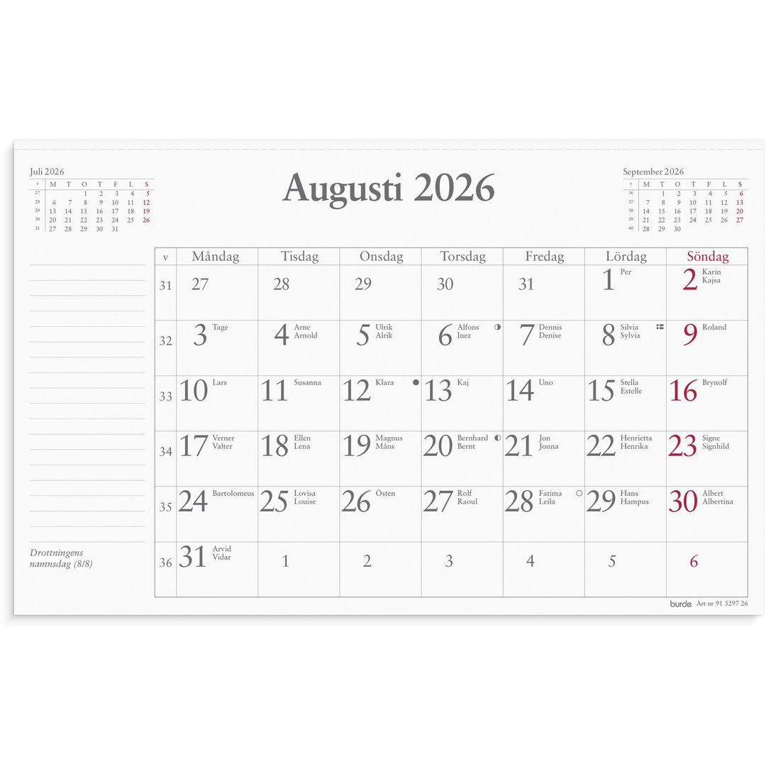 BURDE Månadsblock 2026 240x152mm | Almanackor och kalendrar - Väggkalendrar - Dagblock | Kontorsexperten