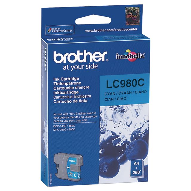 Brother Bläckpatron LC980 C, LC-980C, Innobella™-bläck, cyan, singelförpackning | Toner och bläck - Bläckpatroner - Bläckpatroner Brother | Kontorsexperten
