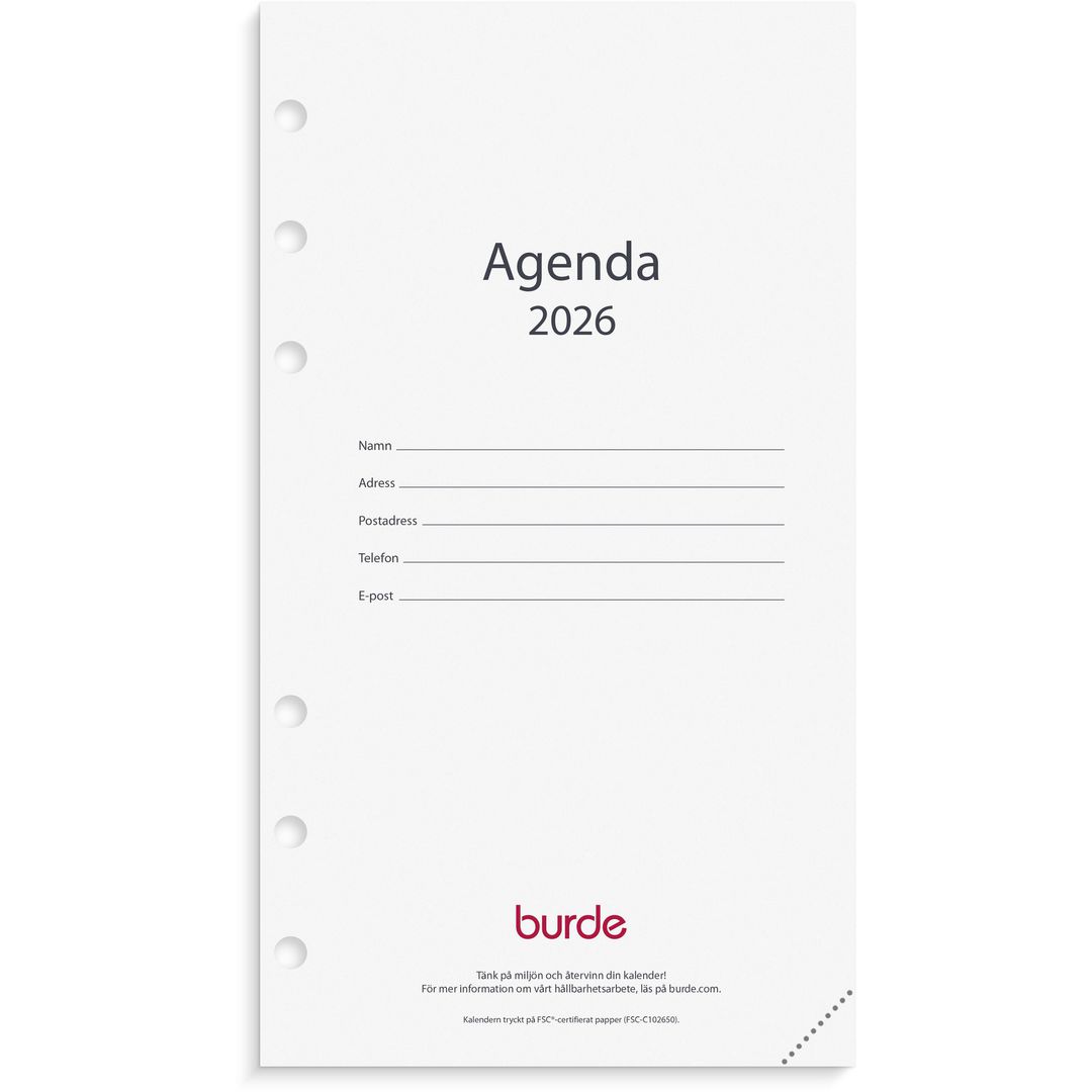 Burde Regent Agenda kalendersats 2026 | Almanackor och kalendrar - Systemkalendrar - Regent | Kontorsexperten