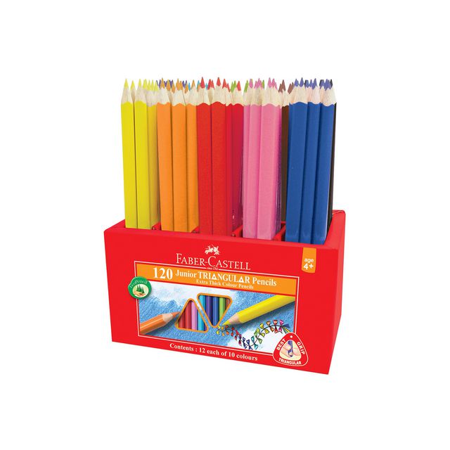 FABER-CASTELL Färgpenna Triangular 12x10 färger | Skola och förskola - Pennor och tillbehör - Färgpennor - Trekantsgrepp | Kontorsexperten
