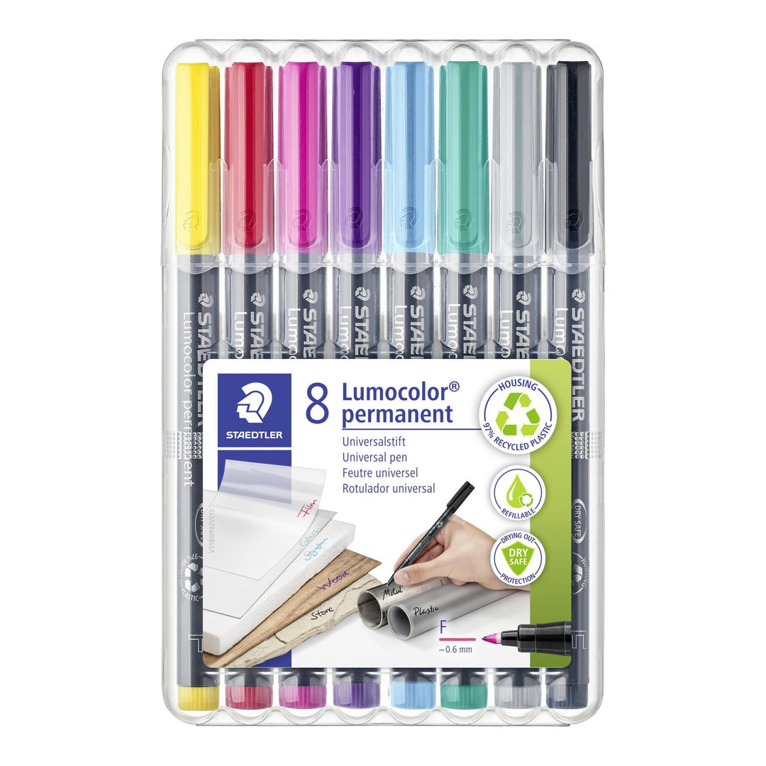 LUMOCOLOR Universalpenna M P sort.f 8/fp | Kontorsmaterial - Pennor - Overheadpennor | Kontorsexperten