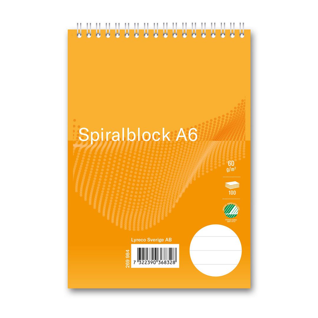 Spiralblock A6 60g 100 Blad linjerat | Kontorsmaterial - Block och anteckningsböcker - Spiralblock | Kontorsexperten