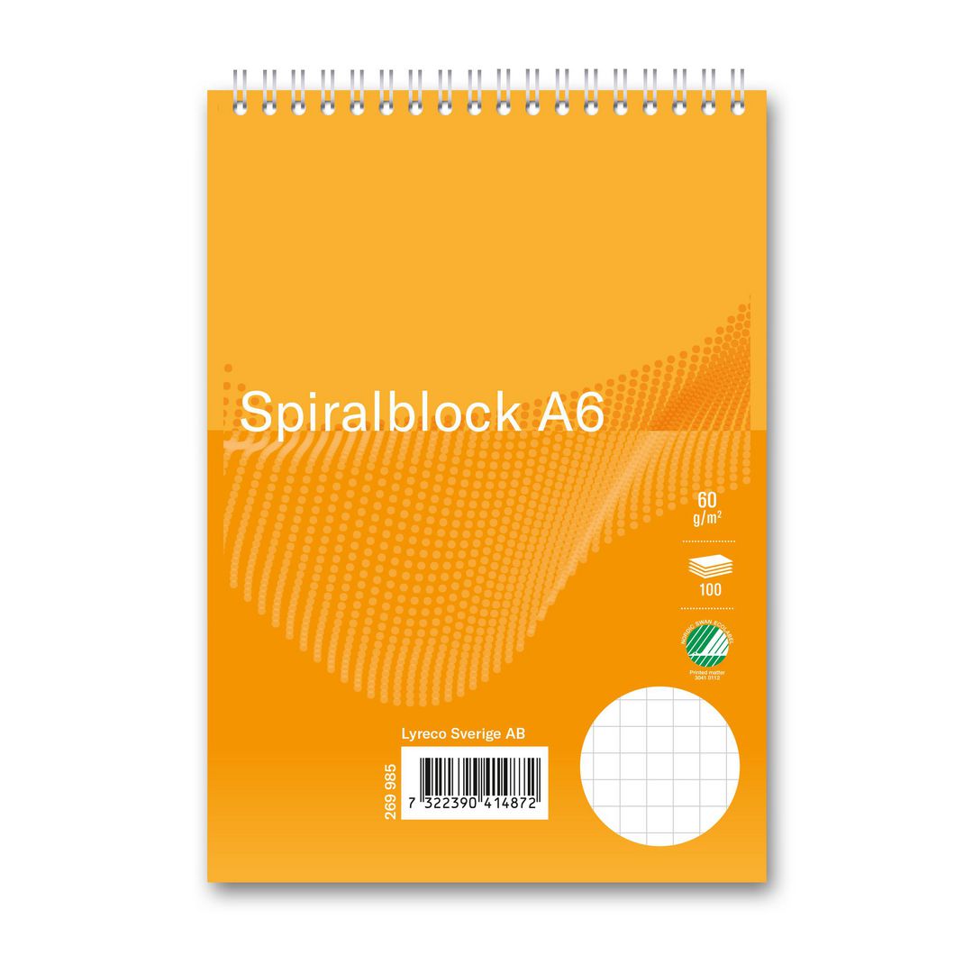 Spiralblock A6 60g 100 blad rutat | Kontorsmaterial - Block och anteckningsböcker - Spiralblock | Kontorsexperten