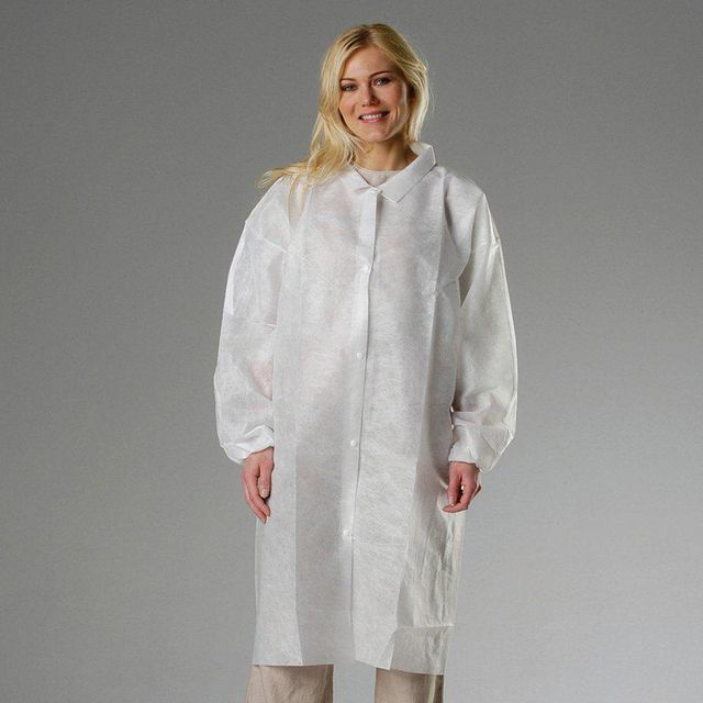 GRANBERG Besöksrock vit non-woven 100/fp | Skyddsutrustning - Engångskläder - Besöksrock | Kontorsexperten