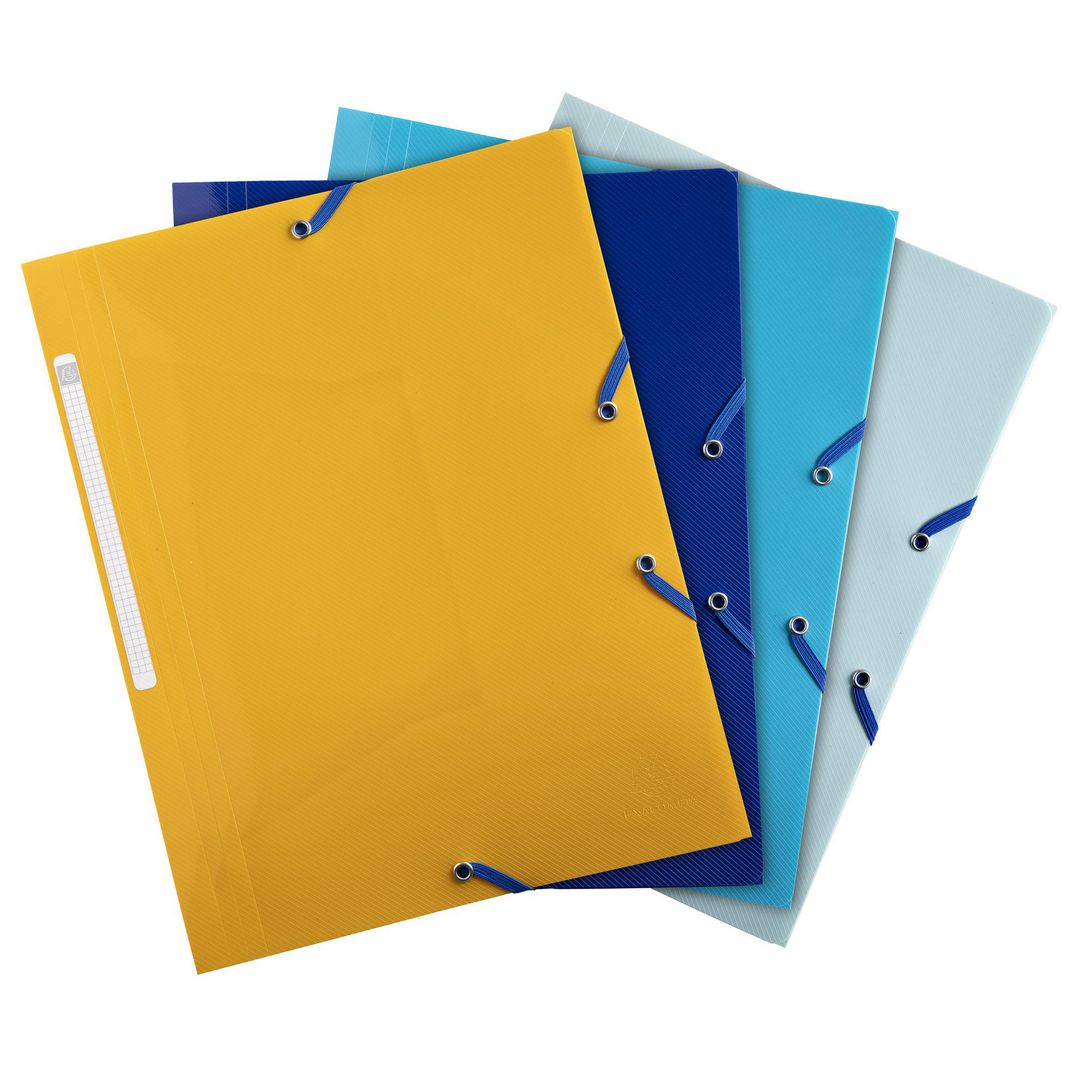 EXACOMPTA Gummibandsmapp PP BeeBlue 3-klaff A4 sorterade färger 4/fp | Kontorsmaterial - Mappar och plastfickor - Gummibandsmappar 3-klaff - Plast | Kontorsexperten