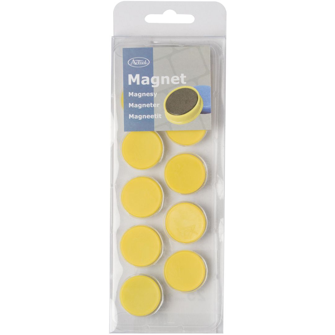 ACTUAL Magnetknappar 25mm gul 10/fp | Kontorsmöbler och inredning - Whiteboardtavlor och tillbehör - Magneter | Kontorsexperten