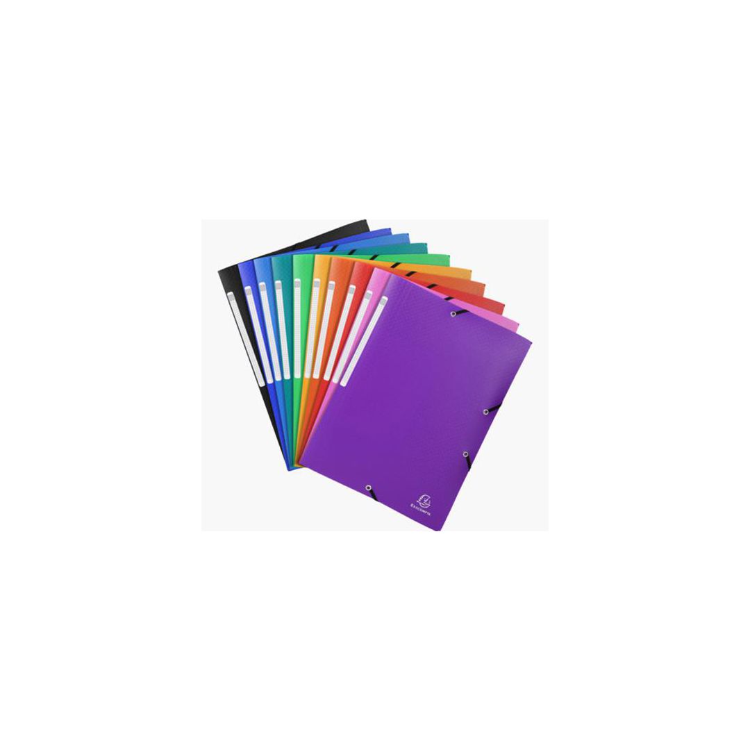 EXACOMPTA Gummibandsmapp PP sorterade färger 10/fp | Kontorsmaterial - Mappar och plastfickor - Gummibandsmappar 3-klaff - Plast | Kontorsexperten