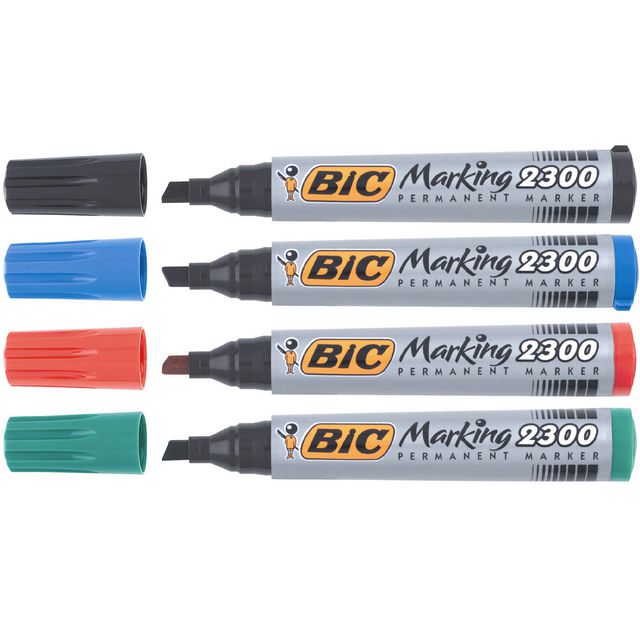 BIC Märkpenna 2000 4 färger/fp | Kontorsmaterial - Pennor - Märkpennor - Skuren spets | Kontorsexperten