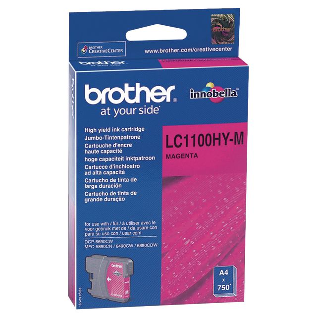 Brother Bläckpatron LC1100HY M, LC-1100HYM, Innobella™-bläck, magenta, singelförpackning, hög kapacitet | Toner och bläck - Bläckpatroner - Bläckpatroner Brother | Kontorsexperten