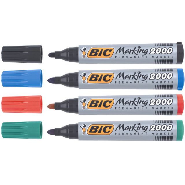 BIC Märkpenna 2000 4 färger/fp | Kontorsmaterial - Pennor - Märkpennor - Rund spets | Kontorsexperten