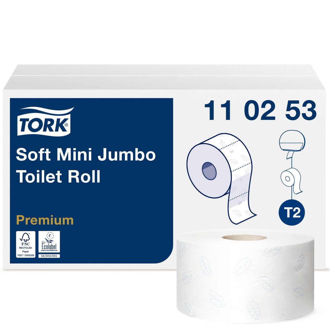 TORK Toalettpapper Premium Mini Jumbo Soft T2 2-lag vit 12/fp | Städ och hygien - Toalettpapper och torkpapper - Toalettpapper - rulle | Kontorsexperten