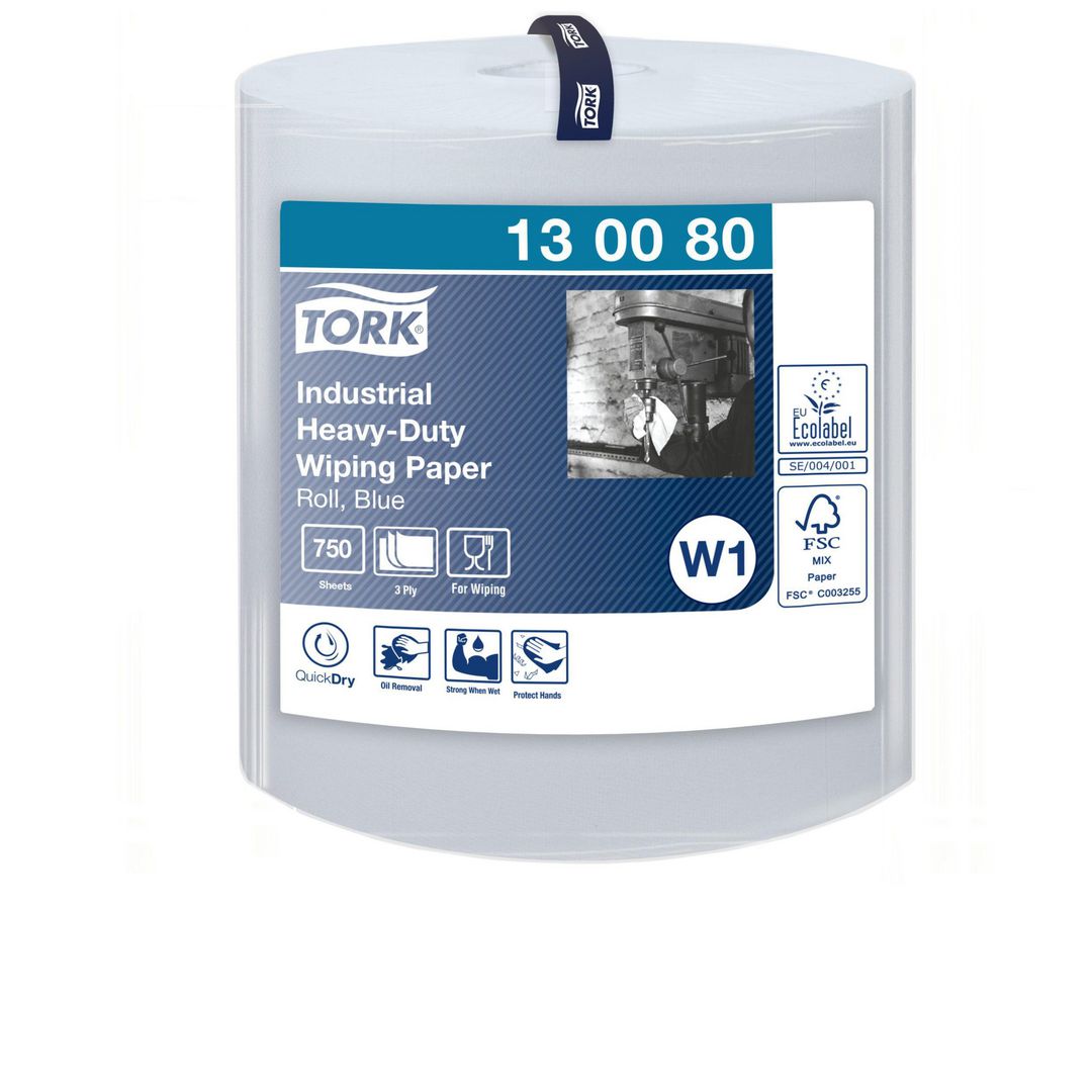 TORK Industritorkrulle Extra Kraftigt W1/2/3 blå | Städ och hygien - Toalettpapper och torkpapper - Industritork | Kontorsexperten