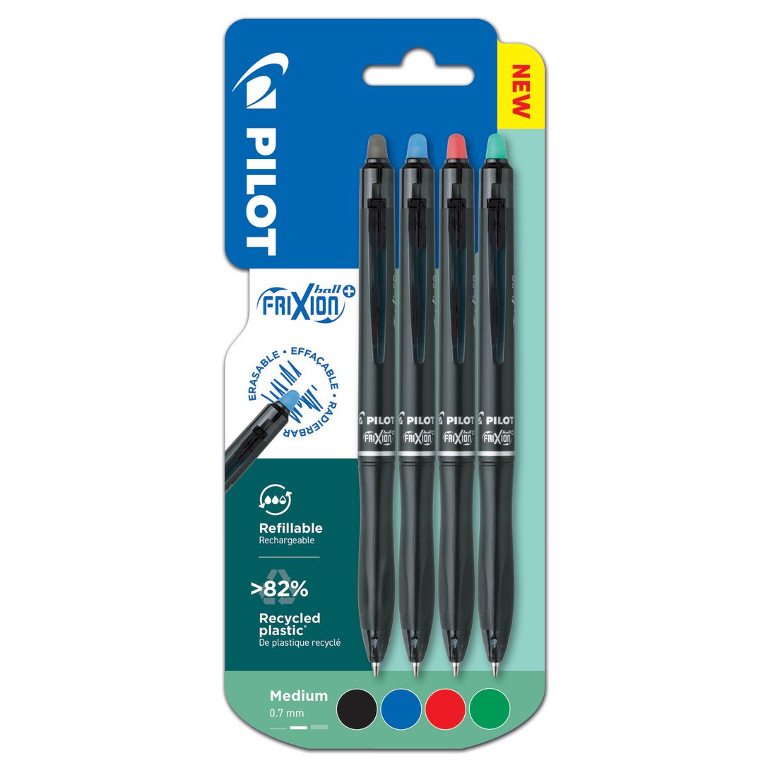 PILOT Gelpenna Frixion Ball Plus 0,7mm 4/fp | Kontorsmaterial - Pennor - Gelpennor raderbara | Kontorsexperten
