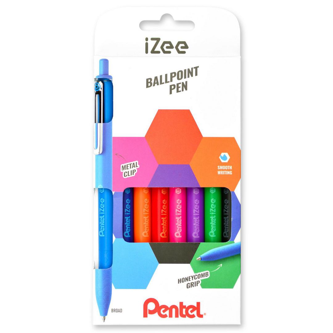 PENTEL Kulpenna iZee 1,0 sort.färg 8/fp | Kontorsmaterial - Pennor - Kulpennor | Kontorsexperten