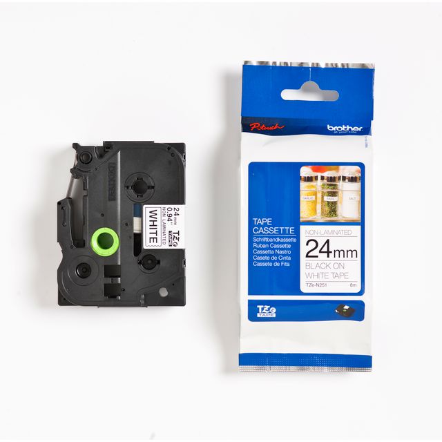 BROTHER Tape TZEN251 24mm svart på vit | Kontorsmaskiner - Märkmaskiner och tape - Tape - Brother TZ | Kontorsexperten