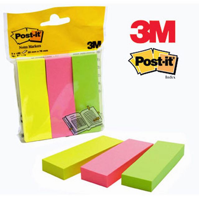 POST-IT Indexflikar 3 färger 25x76mm | Kontorsmaterial - Indexflikar och märkflikar - Indexflikar i papper | Kontorsexperten