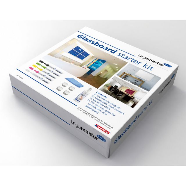 LEGAMASTER Startpaket med tillbehör för whiteboardtavlor i glas, fyra magneter, fem märkpennor, mikrofiberduk, TZ 7 rengöringsspray, 506 g | Kontorsmöbler och inredning - Whiteboardtavlor och tillbehör - Whiteboardtavlor - Glas | Kontorsexperten
