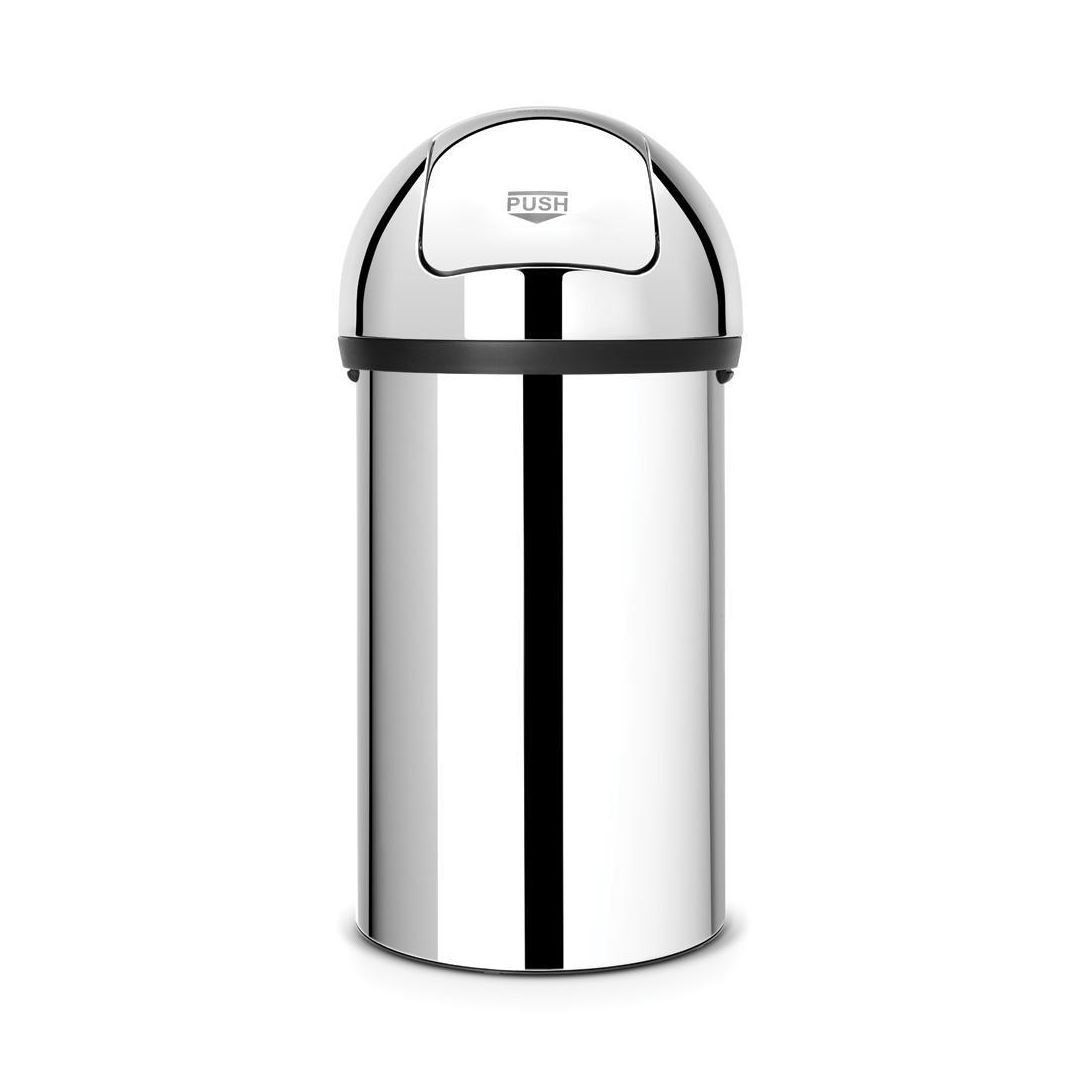 BRABANTIA Papperskorg Push bin 60l Blank stål | Städ och hygien - Avfallshantering och källsortering - Papperskorgar | Kontorsexperten