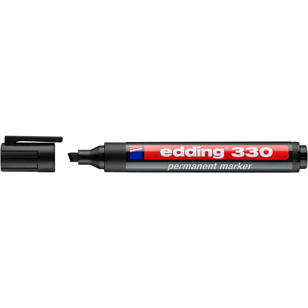 Edding® Märkpenna Permanent 330 med snedskuren spets, 1 - 5 mm, svart | Kontorsmaterial - Pennor - Märkpennor - Skuren spets | Kontorsexperten