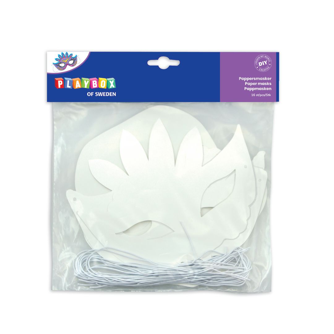 PLAYBOX Pappersmasker blandade former 16/fp | Skola och förskola - Bild och form - Ritblock och målarböcker | Kontorsexperten