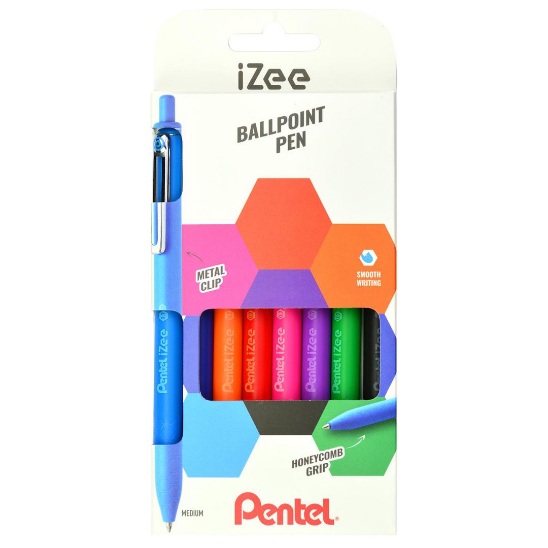 PENTEL Kulpenna iZee 0,7 sort.färg 8/fp | Kontorsmaterial - Pennor - Kulpennor | Kontorsexperten
