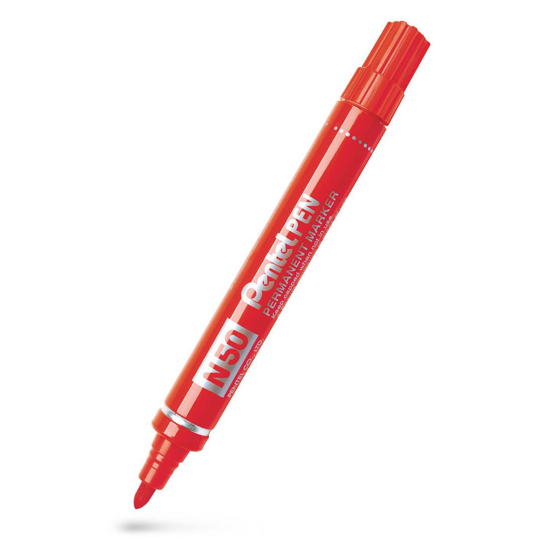 PENTEL Märkpenna perm. N50 rund röd | Kontorsmaterial - Pennor - Märkpennor - Rund spets | Kontorsexperten