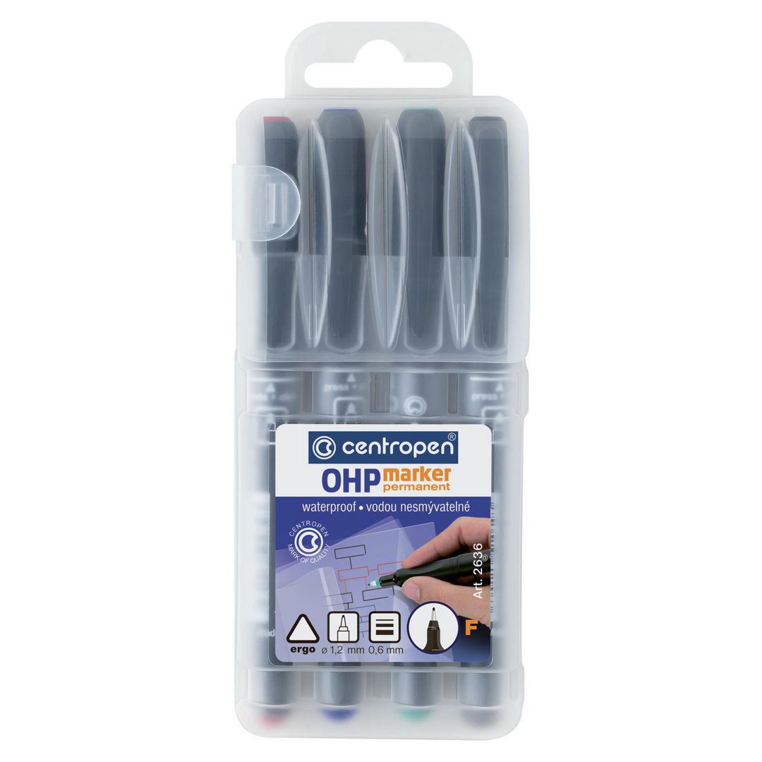 CENTROPEN Märkpenna Permanent, tunn spets, 0,6 mm linjebredd, olika färger 4/fp | Kontorsmaterial - Pennor - Overheadpennor | Kontorsexperten