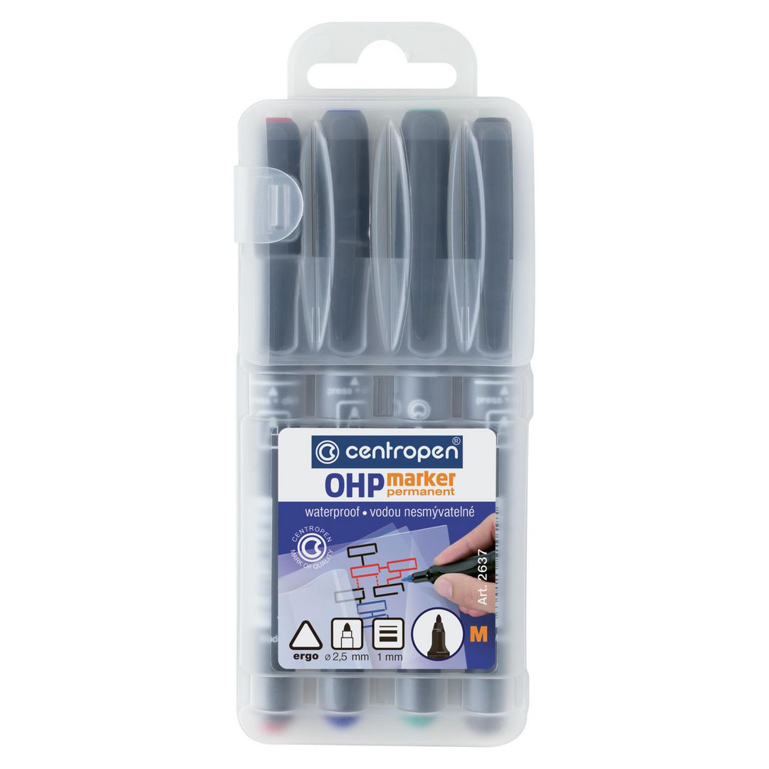 CENTROPEN Märkpenna Permanent, mediumspets, 1 mm linjebredd, olika färger 4/fp | Kontorsmaterial - Pennor - Overheadpennor | Kontorsexperten