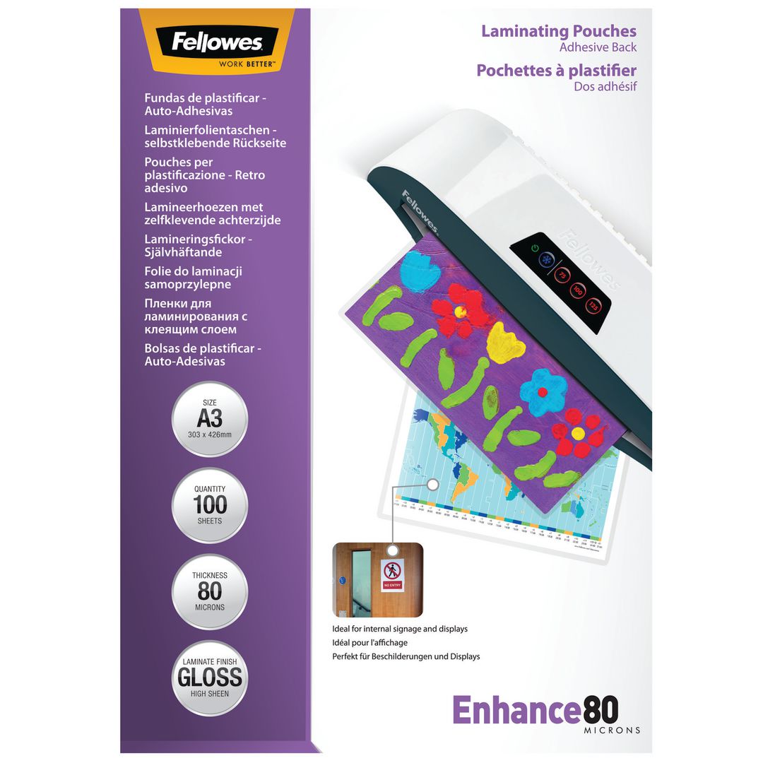 FELLOWES Laminat S-H A3 80mic kla 100/fp | Kontorsmaskiner - Laminering - Laminat - A3 | Kontorsexperten