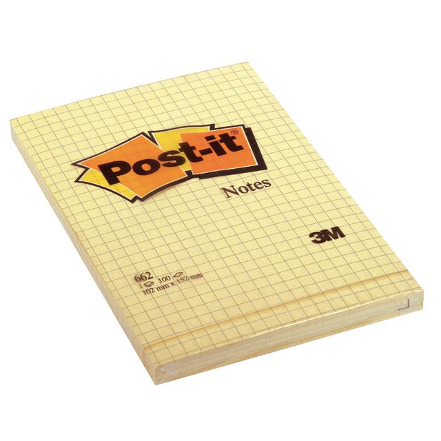 POST-IT Memoblock POST-IT rutat 102x152 gul | Kontorsmaterial - Notes och Post-It - Notes - Extra stora | Kontorsexperten