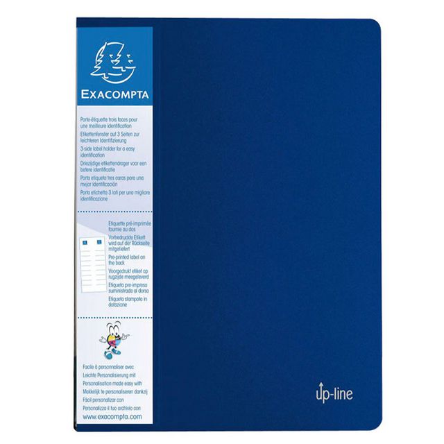 EXACOMPTA Demobok, Up-line A4, 40 fickor, tresidig etiketthållare, polypropylen, blå | Kontorsmaterial - Pärmar och register - Demopärmar och demoböcker | Kontorsexperten