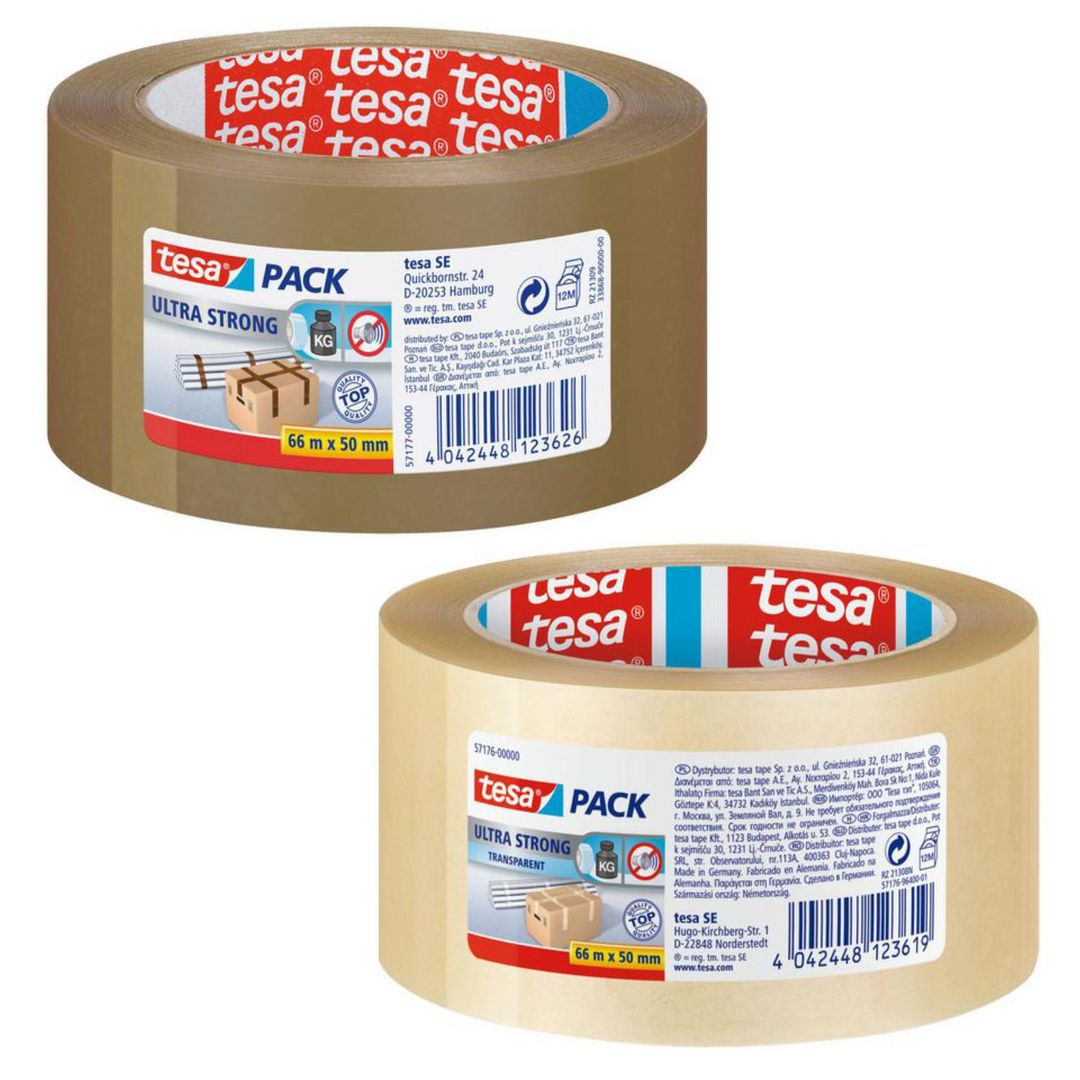 TESA Packtejp Ultra Strong 50mmx66m brun | Emballage och lagerutrustning - Packtejper - Packtejp PVC | Kontorsexperten