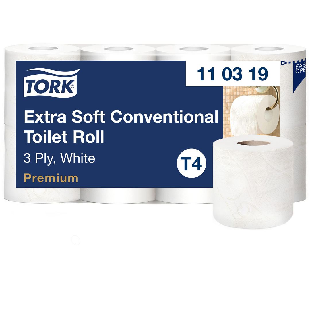 TORK Toalettpapper T4 Premium 3-lag vit 8/fp | Städ och hygien - Toalettpapper och torkpapper - Toalettpapper - rulle | Kontorsexperten