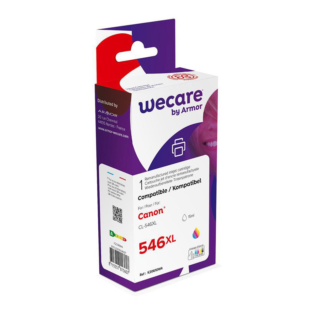 WECARE Återanvänd bläckpatron kompatibel med CANON CL-546XL, 8288B001, 3 färger singelpack | Toner och bläck - Bläckpatroner - Bläckpatroner WeCare | Kontorsexperten