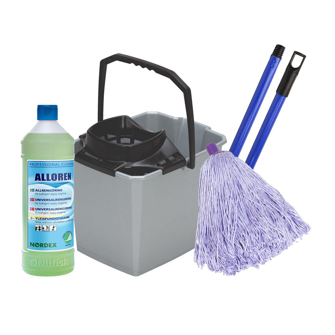 NORDEX Svabbkit hink, garn, skaft, allrengöring 4/fp | Städ och hygien - Moppar och stativ - Svabbar | Kontorsexperten
