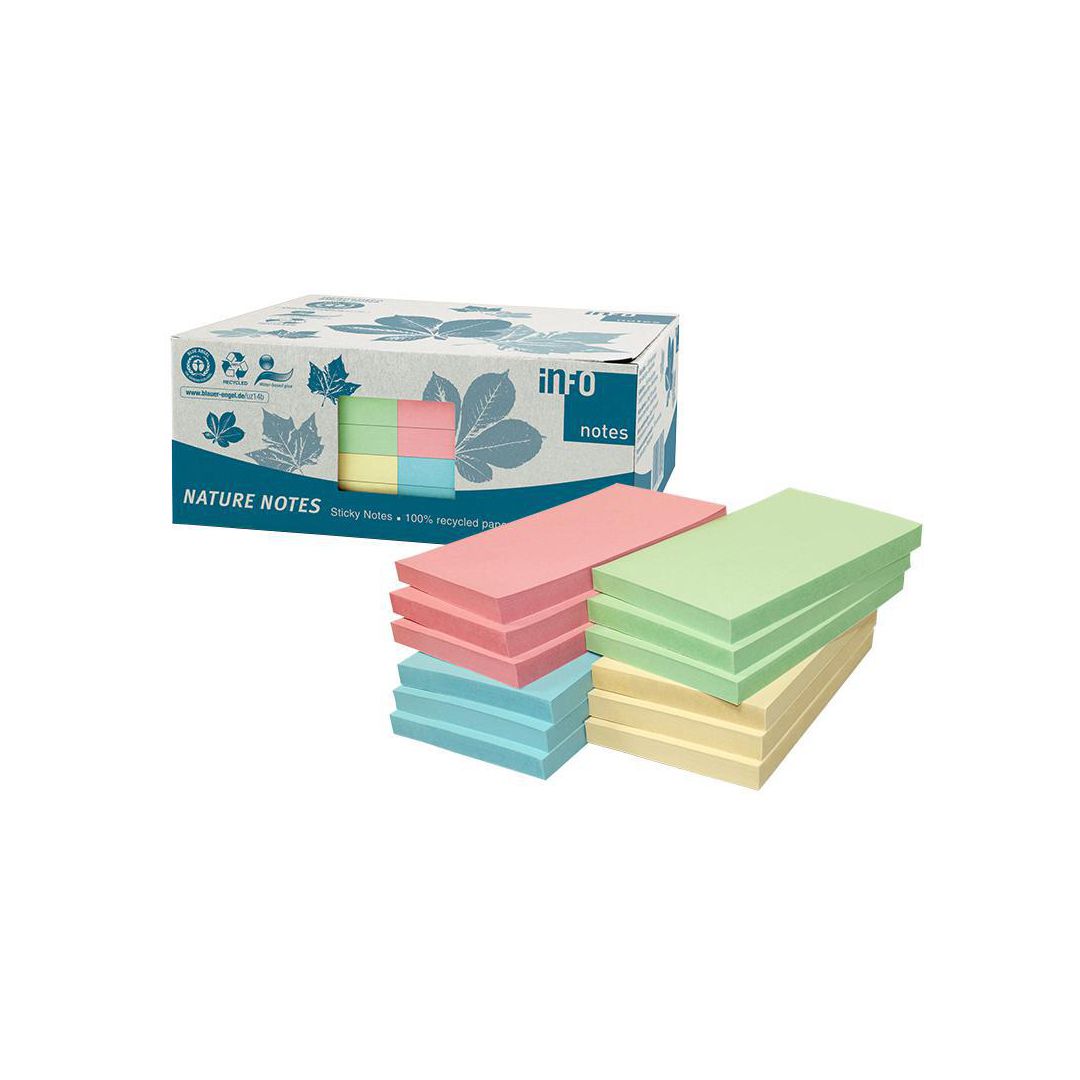 INFO Notes Nature 75x125mm sorterade färger pastell 12/fp | Kontorsmaterial - Notes och Post-It - Notes - Färgade | Kontorsexperten