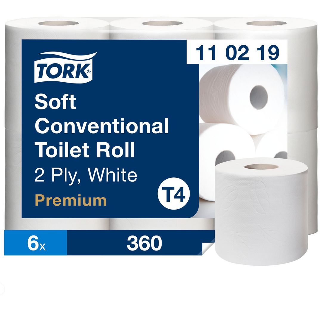 TORK Toalettpapper Premium T4 2-lag vit 6/fp | Städ och hygien - Toalettpapper och torkpapper - Toalettpapper - rulle | Kontorsexperten