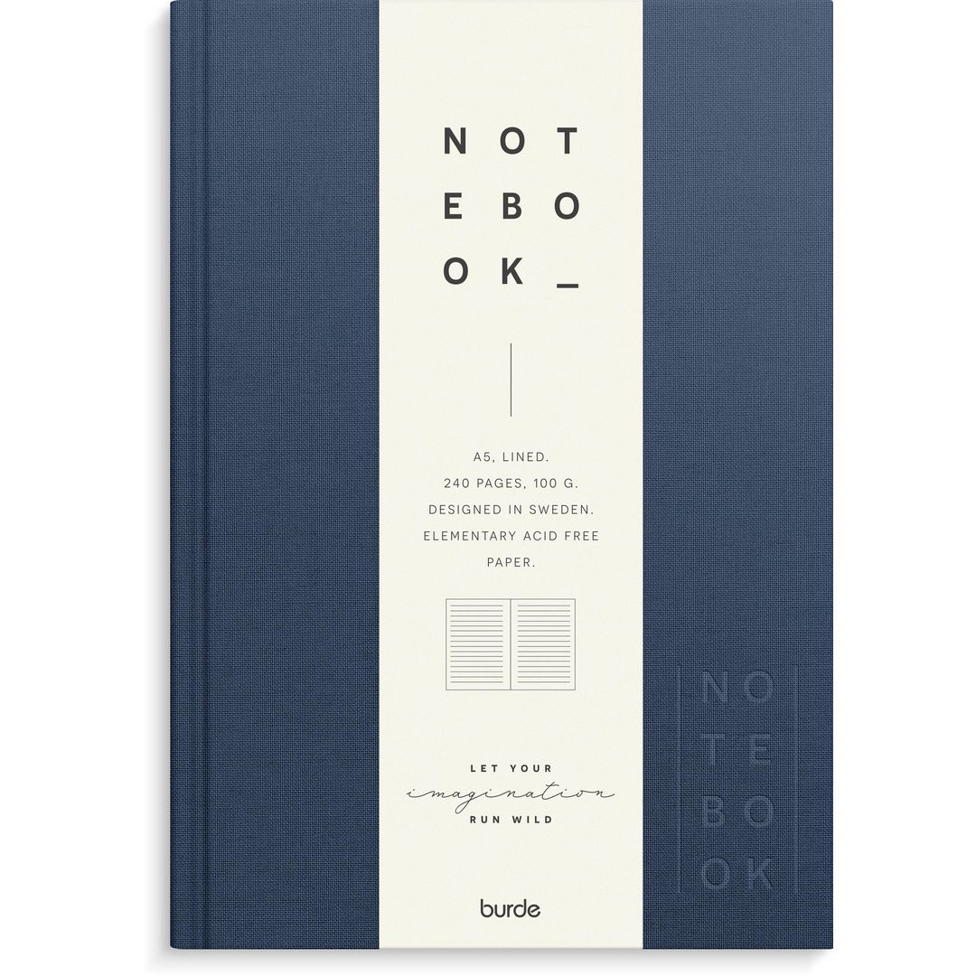 BURDE Anteckningsbok A5 textil linjerad mörkblå | Kontorsmaterial - Block och anteckningsböcker - Anteckningsböcker | Kontorsexperten