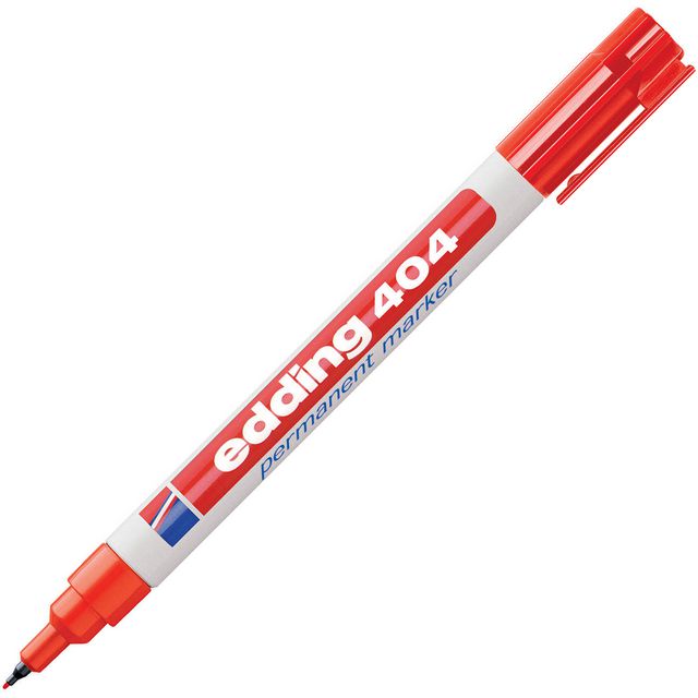 EDDING Märkpenna Permanent 404, extra tunn kulspets, 0,75 mm linjebredd, röd | Kontorsmaterial - Pennor - Märkpennor - Rund spets | Kontorsexperten
