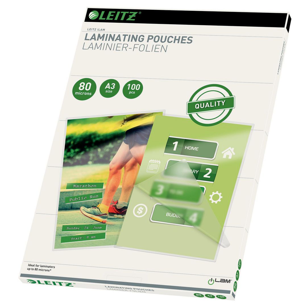 LEITZ Laminat A3 80mic klar 100/fp | Kontorsmaskiner - Laminering - Laminat - A3 | Kontorsexperten