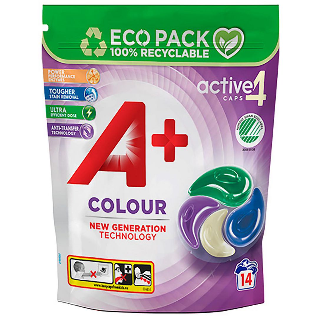 A+ Tvättkapslar A+ Color Active4 14/fp | Städ och hygien - Tvättmedel och klädvård - Tvättmedel | Kontorsexperten