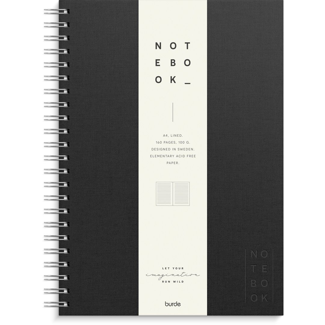 BURDE Anteckningsblock A4 textil linjerad svart | Kontorsmaterial - Block och anteckningsböcker - Anteckningsblock | Kontorsexperten