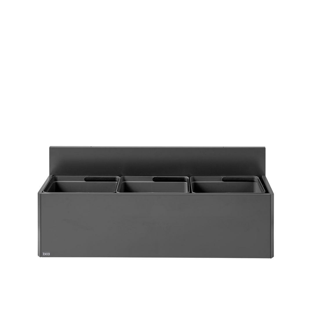bica Avfallshantering vägghängd 3x20L grå | Städ och hygien - Avfallshantering och källsortering - Sortering och återvinning | Kontorsexperten
