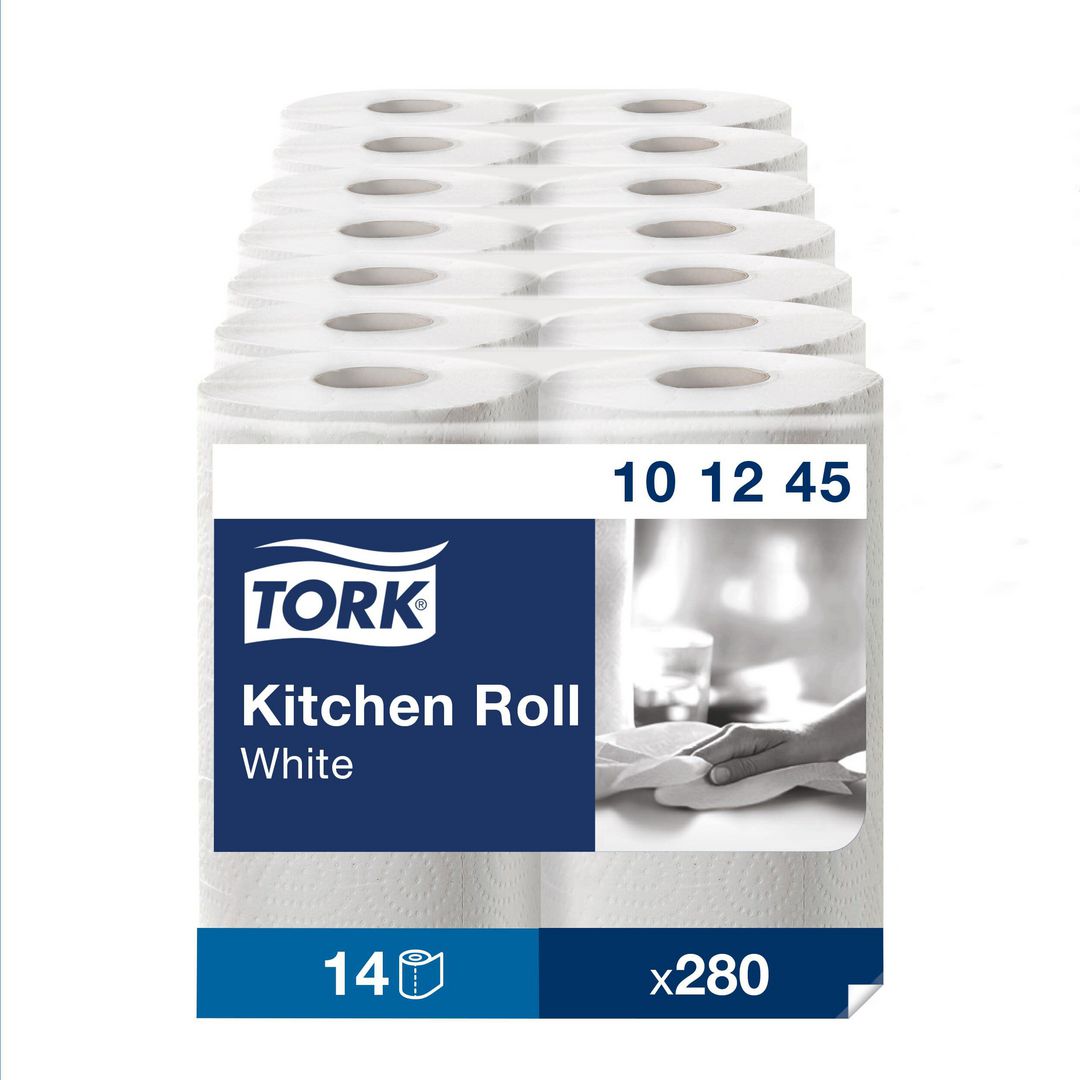 TORK Hushållspapper Plus 2-lagers, 280ark, 39,2 m, vit 14/fp | Städ och hygien - Toalettpapper och torkpapper - Hushållspapper | Kontorsexperten