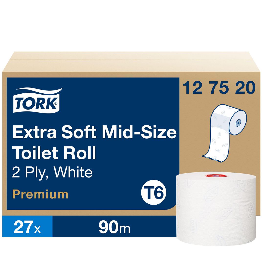 TORK Toalettpapper Mid-size T6 vit | Städ och hygien - Toalettpapper och torkpapper - Toalettpapper - rulle | Kontorsexperten