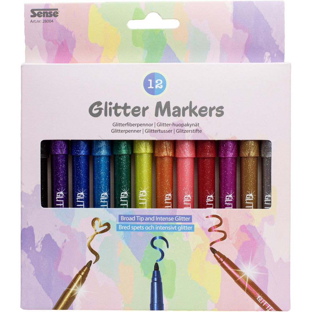SENSE Fiberpennor Glitter 12/fp | Skola och förskola - Pennor och tillbehör - Fiberpennor - Special | Kontorsexperten