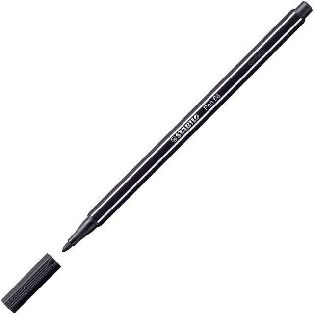 STABILO Fiberspetspenna, Pen 68, mediumspets, svart polypropylenpennkropp, svart bläck | Kontorsmaterial - Pennor - Finelinerpennor | Kontorsexperten