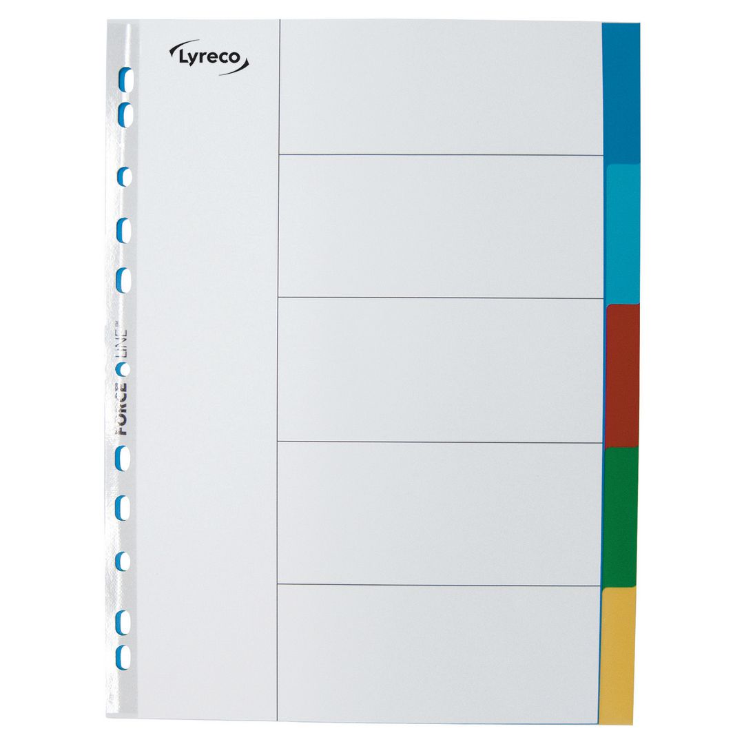 LYRECO Plastregister otryckta A4 5-flik flerfärgad | Kontorsmaterial - Pärmar och register - Plastregister - Otryckta | Kontorsexperten